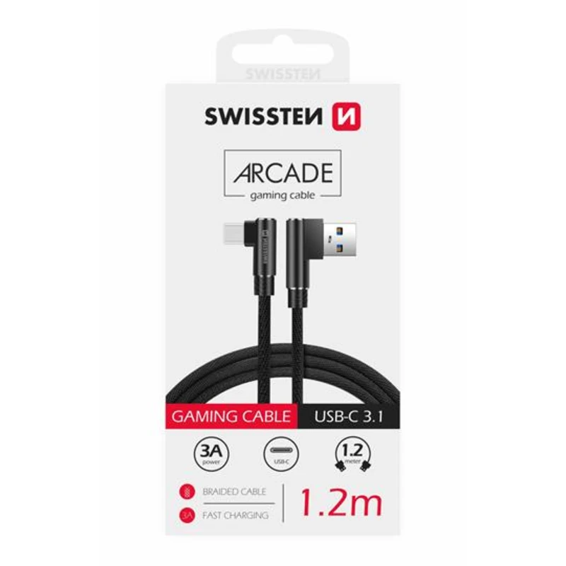 Textilní datový kabel Swissten Arcade USB/USB-C, 1,2m, černá