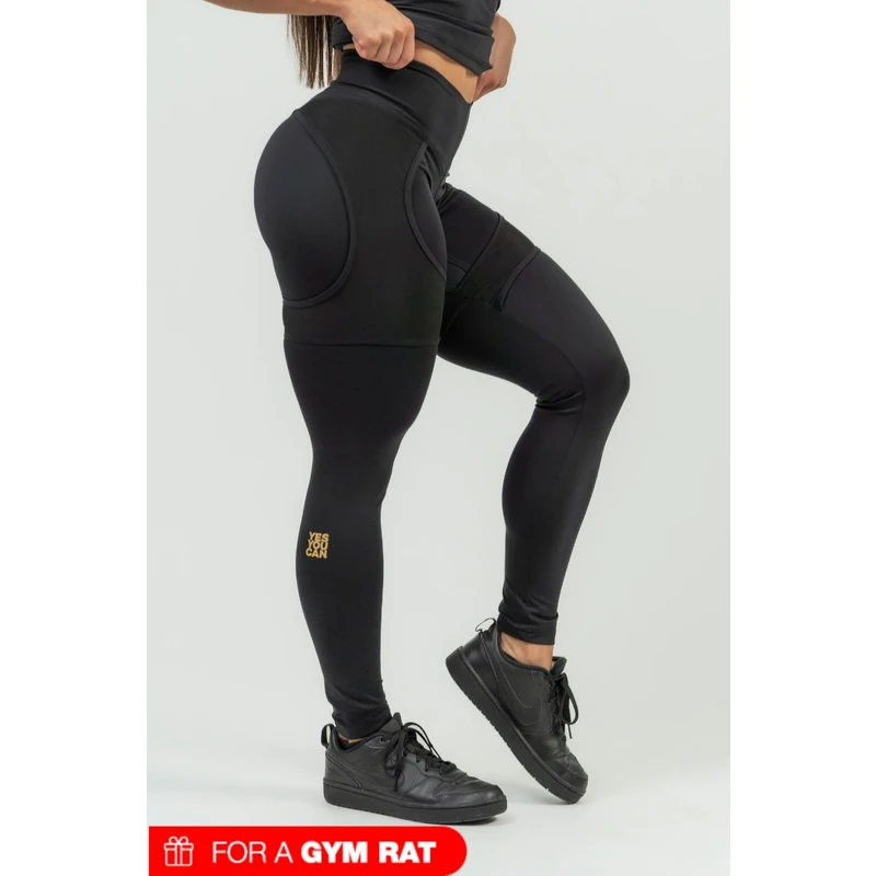 Nebbia High Waist Leggings INTENSE Mesh Black/Gold S Fitness kalhoty