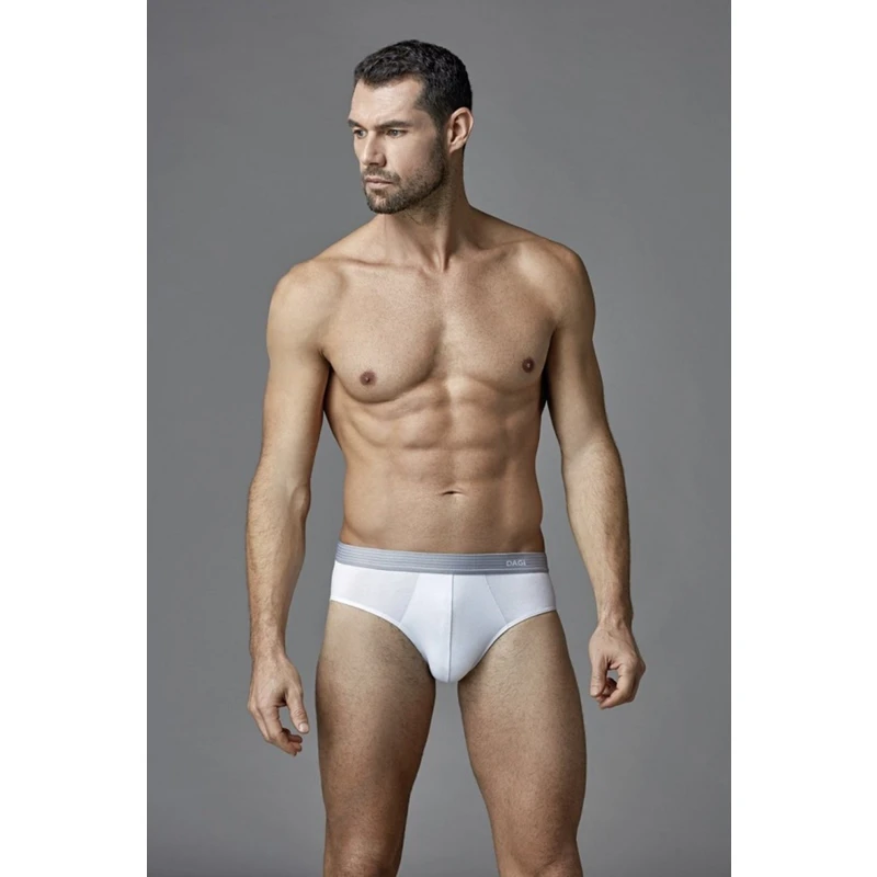 Dagi Men's White Combed Cotton Compact Plain Slip Briefs.