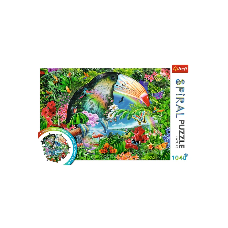 TREFL PUZZLE SPIRAL Tropická zvířata 68x48cm 1040 dílků skládačka