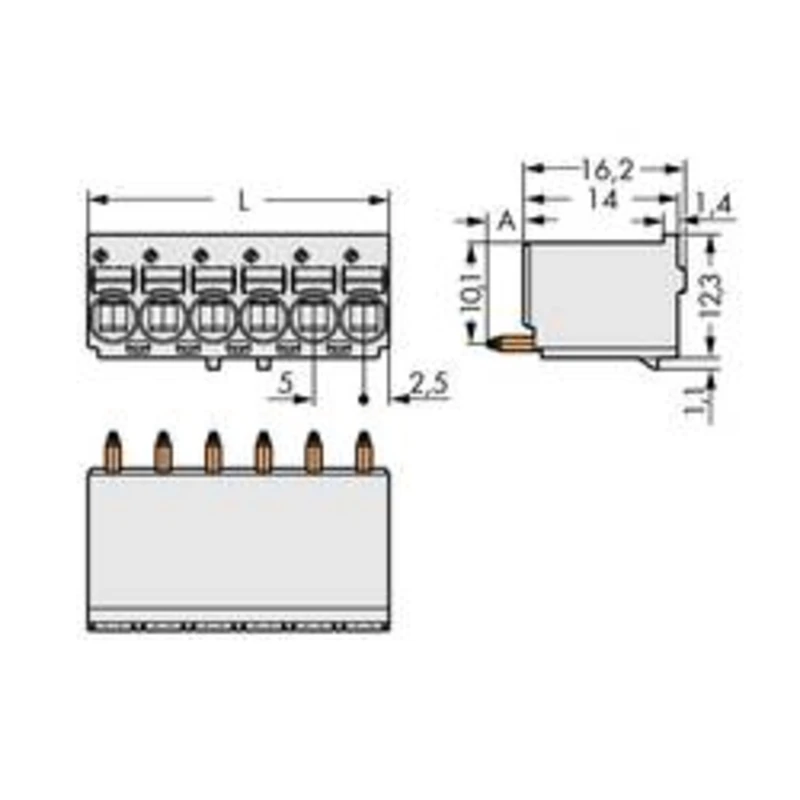 Konektor do DPS WAGO 2092-1180-100, 50.00 mm, pólů 10, rozteč 5 mm, 100 ks