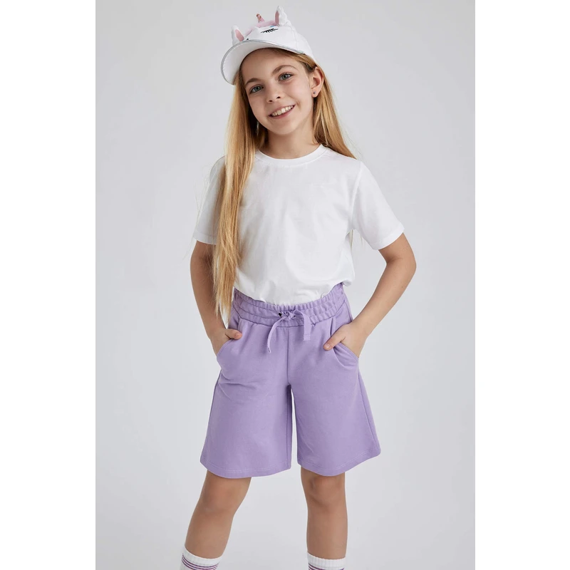 DEFACTO Girls' Sweatshirt Fabric Shorts