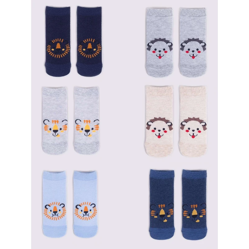 Yoclub Kids's Boys' Ankle Thin Cotton Socks Patterns Colours 6-Pack SKS-0072C-AA00-002