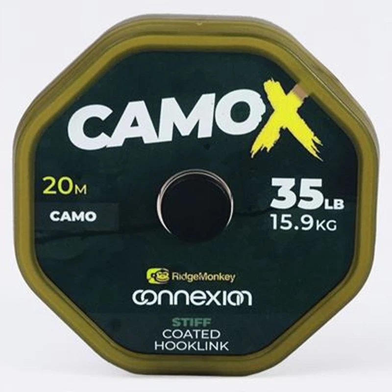 Ridgemonkey návazcová šňůrka connexion camox stiff coated hooklink 20 m - 35 lb