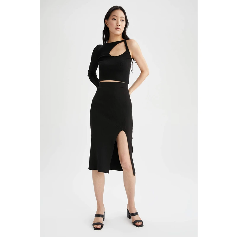 DEFACTO Fitted High Waisted Side Split Pencil Skirt