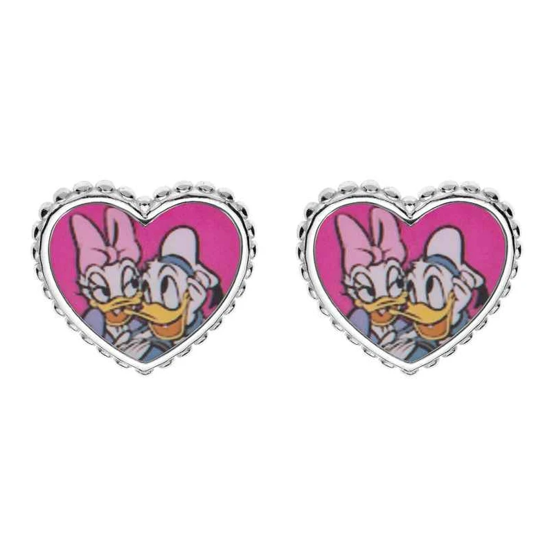 Disney Romantické stříbrné náušnice Donald and Daisy Duck ES00031SL