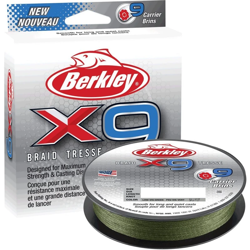 Berkley splétaná šňůra x9 low vis green-průměr 0,43 mm / nosnost 59,7 kg