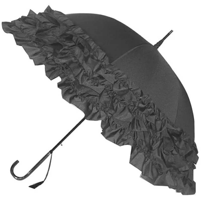 Blooming Brollies Dámský holový vystřelovací deštník Grey Triple Frill BCS3FGR