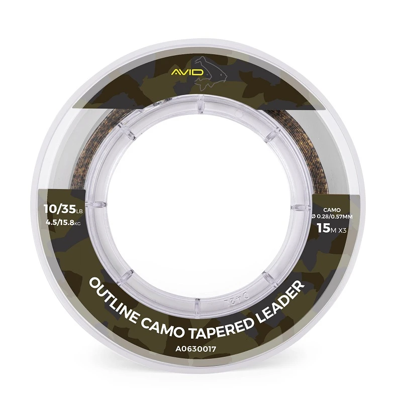 Avid carp šokový vlasec outline camo tapered leaders - 0,28-0,57 mm