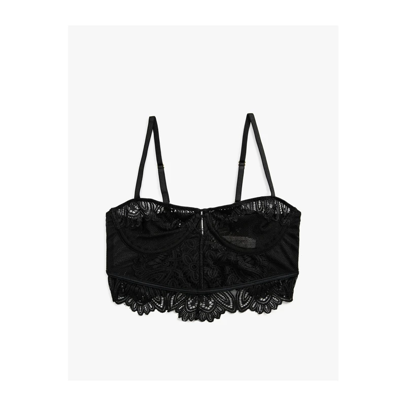 Koton Lace Bralette Underwired Unfilled Uncaptured, Adjustable Straps.