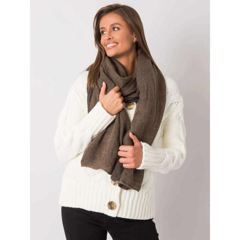 Women's knitted scarf of dark beige color