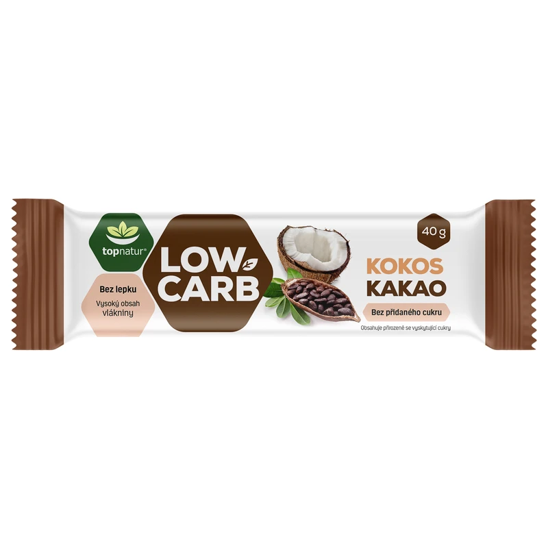 Topnatur Low Carb Tyčinka 40 g kakao - kokos