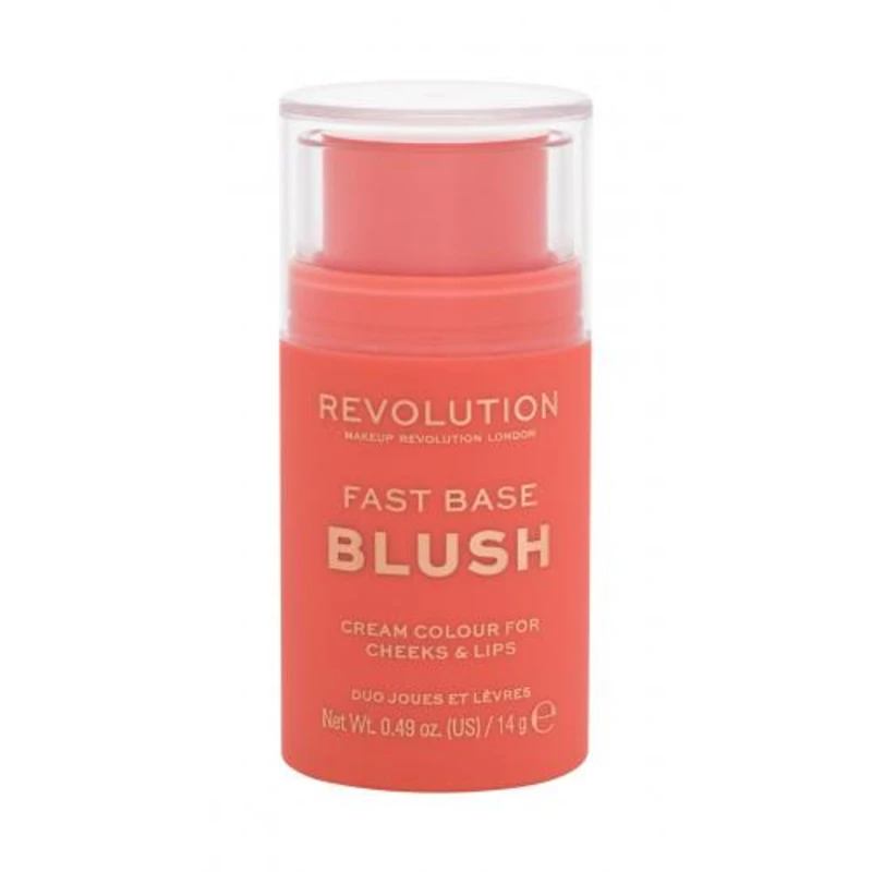 Makeup Revolution Fast Base tónovací balzám na rty a tváře odstín Peach 14 g