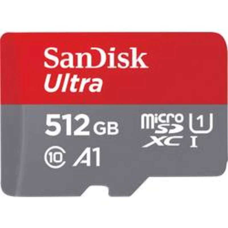 Paměťová karta microSDXC, 512 GB, SanDisk Ultra®, Class 10, UHS-I, výkonnostní standard A1, vč. softwaru Android, vč. SD adaptéru