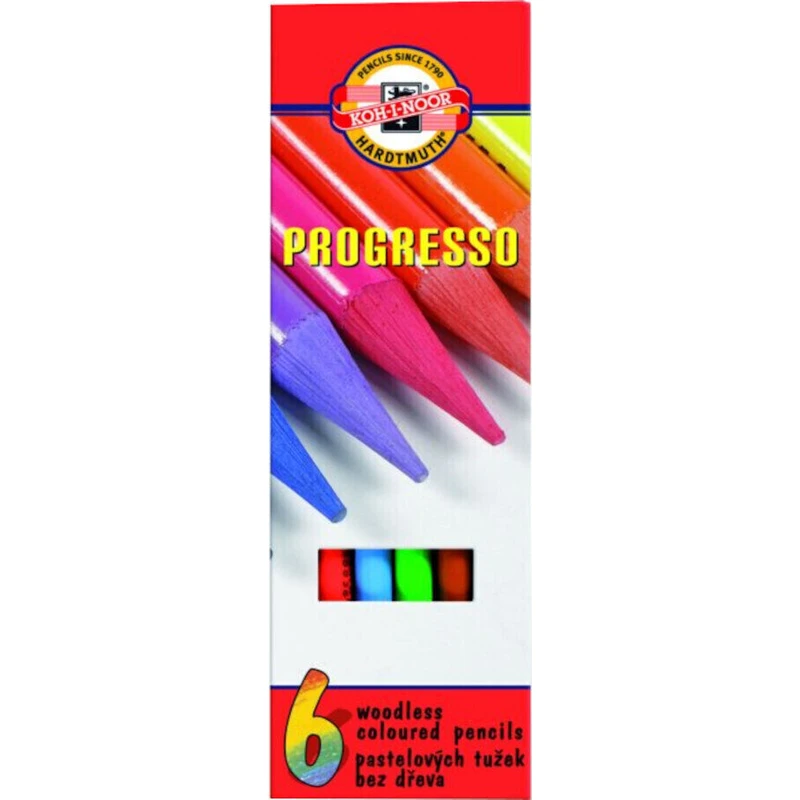 KOH-I-NOOR Progresso Woodless Coloured Pencils 6 Mix