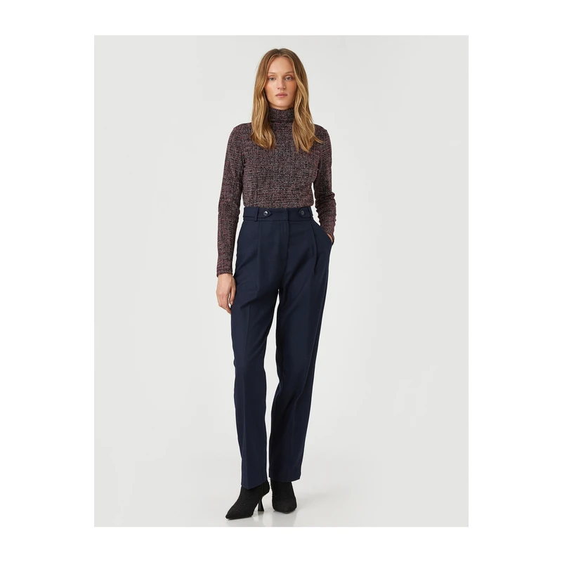 Koton Melis Agazat X - Belt Detail Pleated Carrot Trousers