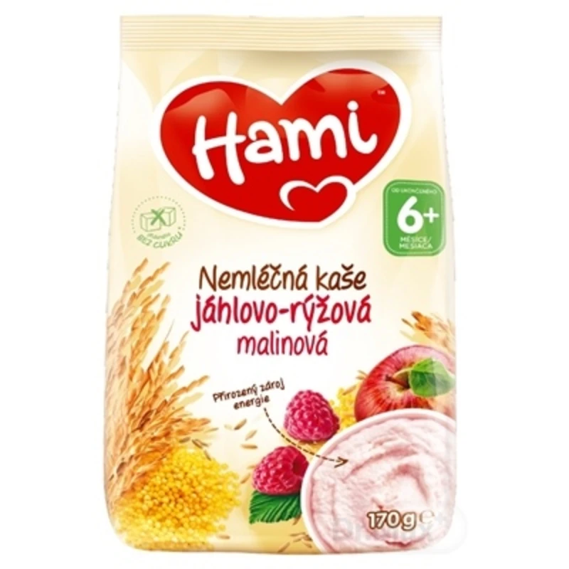 HAMI Nemléčná kaše jáhlovo-rýžová s malinami 170 g