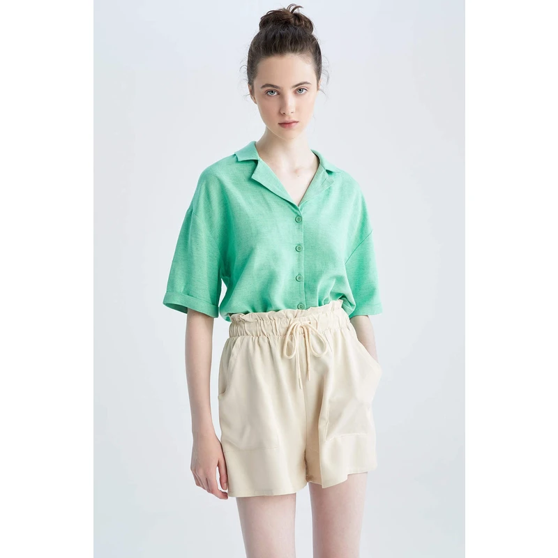 DEFACTO Relax Fit Pyjamas Collar Short Sleeve Shirt