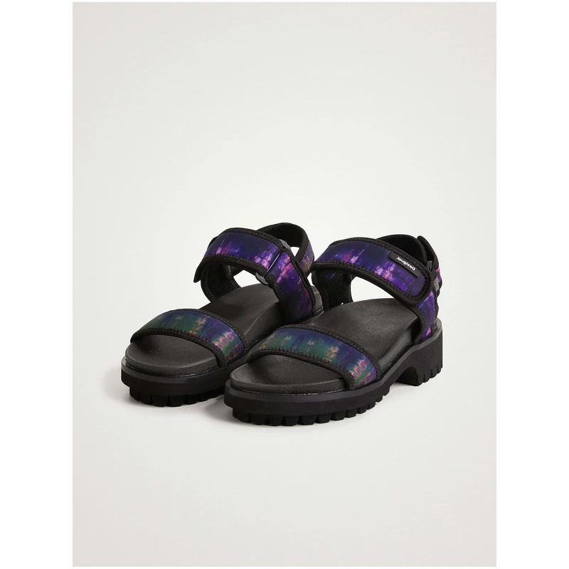 Fialovo-černé dámské sandály Desigual Track Sandal - Dámské