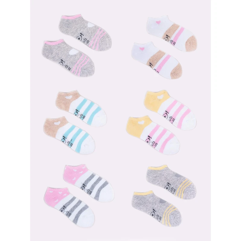 Yoclub Kids's Girls' Ankle Cotton Socks Patterns Colours 6-pack SKS-0008G-AA00-001