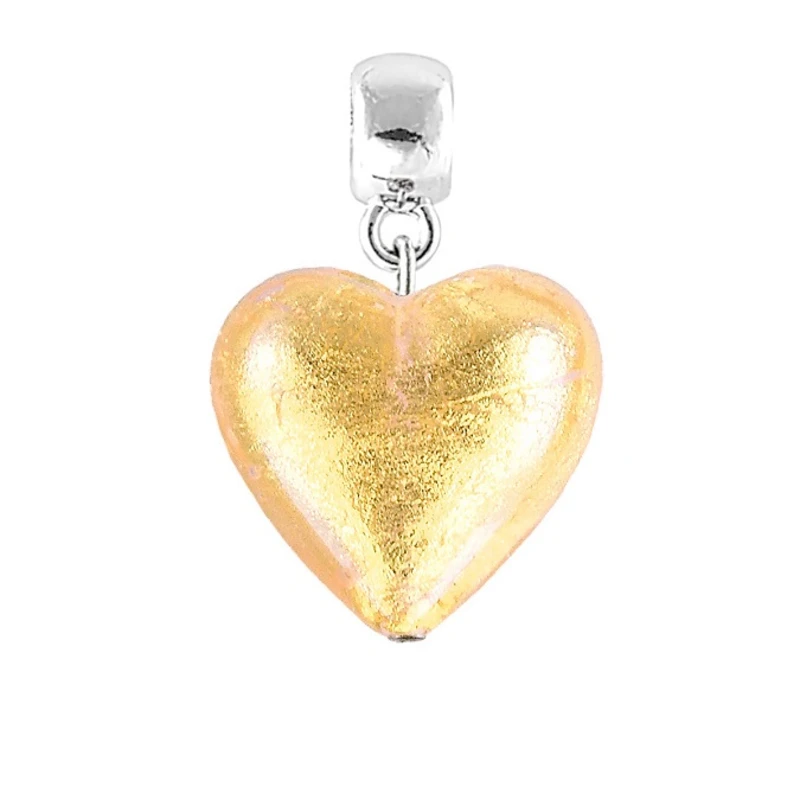 Lampglas Zářivý přívěsek Golden Heart s 24karátovým zlatem v perle Lampglas S24