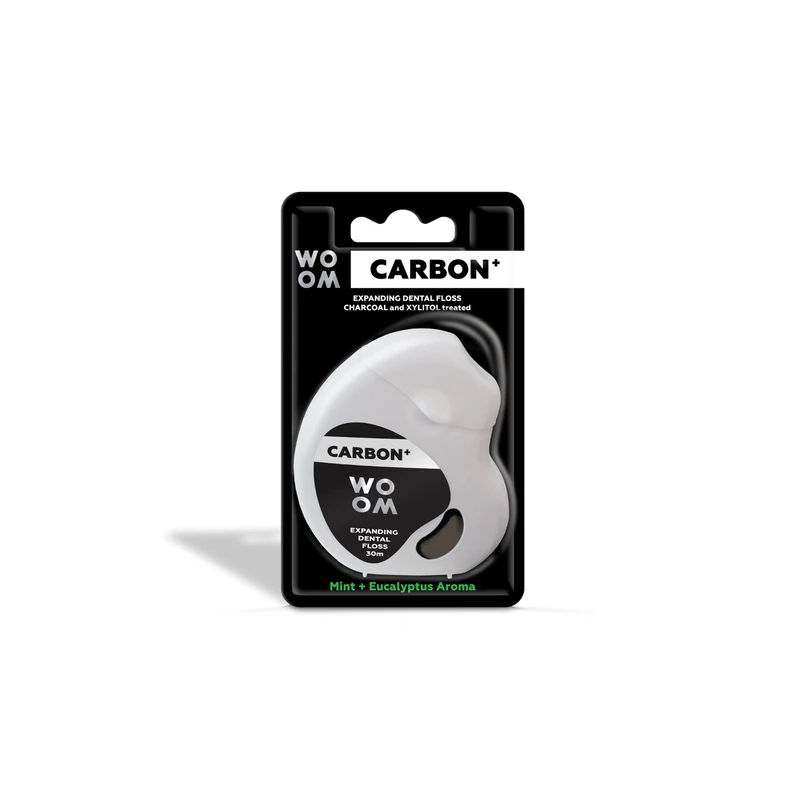 WOOM Carbon+ Dental Floss voskovaná dentální nit černá 30 m