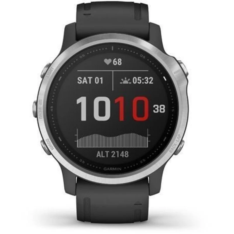 Garmin fenix6s glass silver/black band