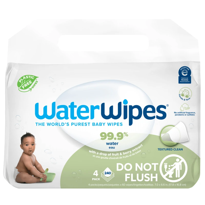 4x WATERWIPES Ubrousky vlhčené bez obsahu plastů Soapberry 60 ks (240 ks)