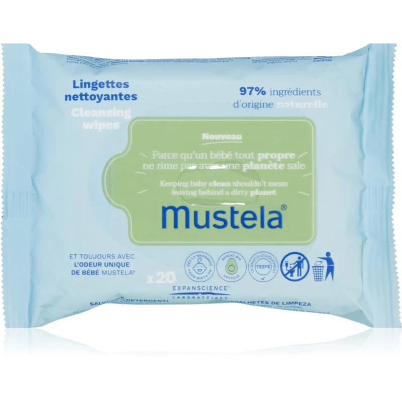 Mustela Bébé Cleansing WIpes vlhčené čisticí ubrousky pro děti 20 ks