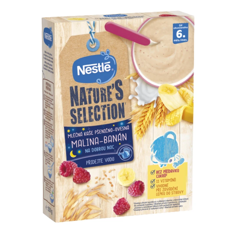 NESTLÉ Nature’s Selection mléčná obilná kaše malina, banán, 250 g