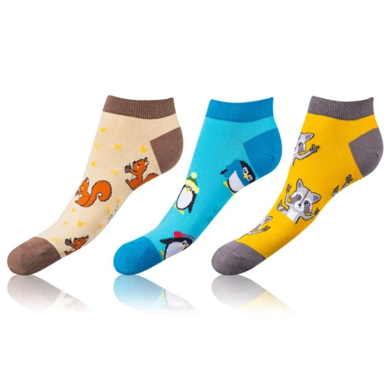 Bellinda <br />
CRAZY IN-SHOE SOCKS 3x - Modern color low crazy socks unisex - brown - yellow - blue