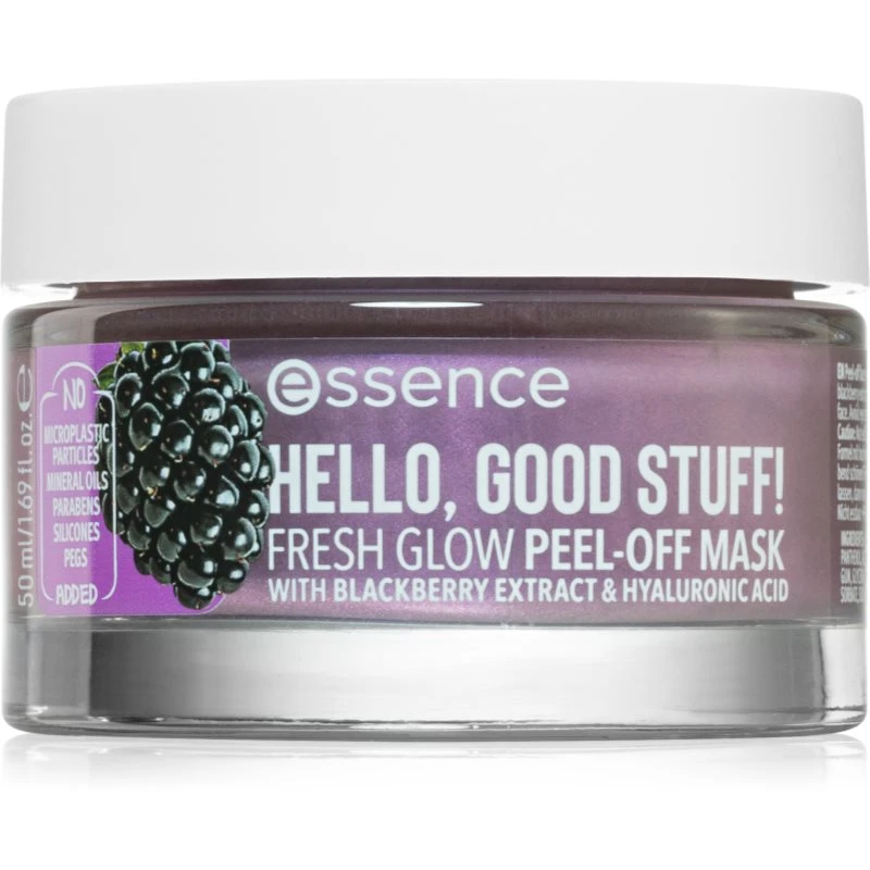 Essence Hello, Good Stuff! Blackberry & Hyaluronic Acid osvěžující slupovací maska 50 ml