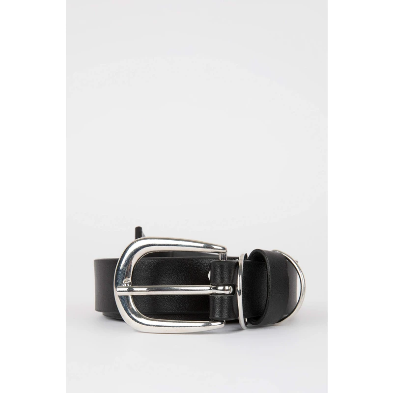 DEFACTO Women's Rectangle Buckle Leather Look Belt