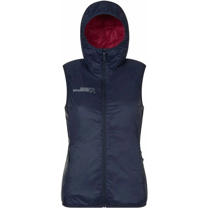 Rock Experience Golden Gate Hoodie Padded Woman Vest Blue Nights/Cherries Jubilee M Outdoorová vesta