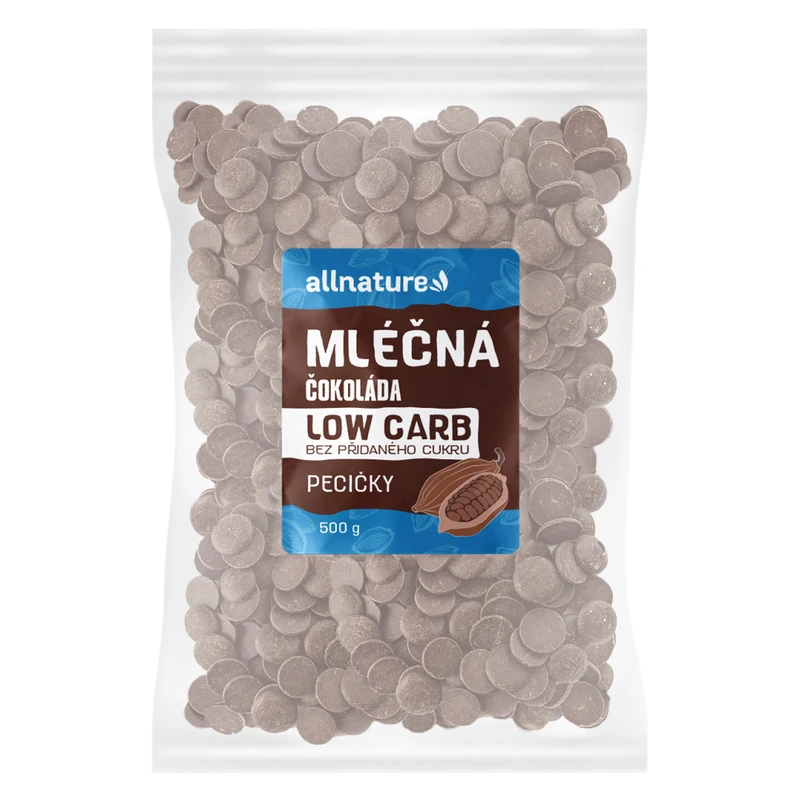 Allnature Mléčná čokoláda pecičky LOW CARB 500 g