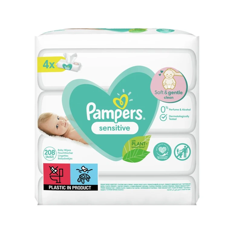 PAMPERS Sensitive 4x52 ks - vlhčené ubrousky