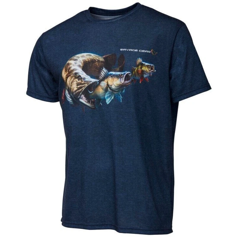 Savage gear tričko cannibal tee blue - xxl