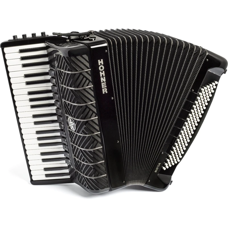 Hohner Mattia IV 120 CR Gun Black/White Key Klávesový akordeon