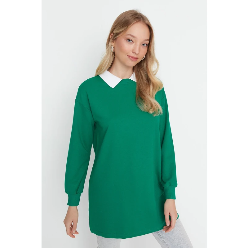 Trendyol Sweatshirt - Green - Regular fit