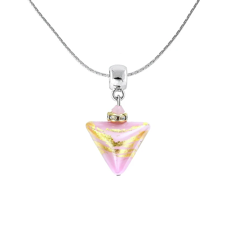 Lampglas Romantický náhrdelník Sweet Rose Triangle s 24karátovým zlatem v perle Lampglas NTA9