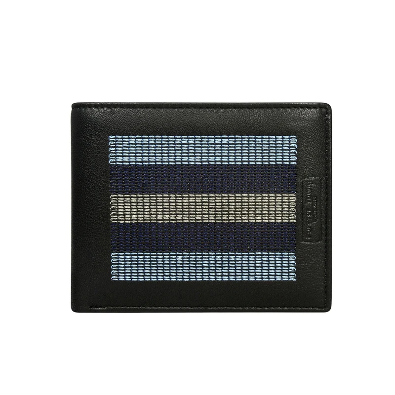 Men´s black wallet with horizontal gray stitching