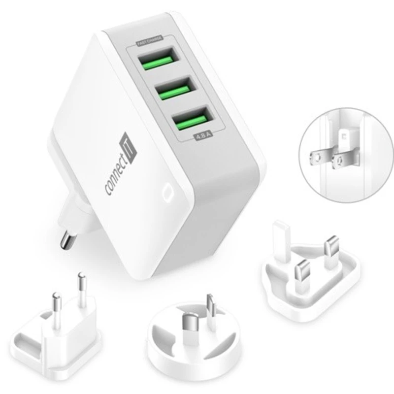 Nabíjecí adaptér connect it cwc-3310-wh, 3xusb-a, 24w, bílý