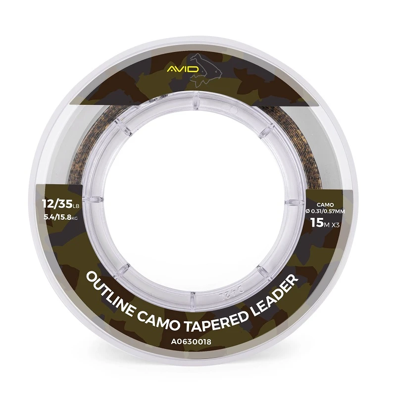 Avid carp šokový vlasec outline camo tapered leaders - 0,31-0,57 mm