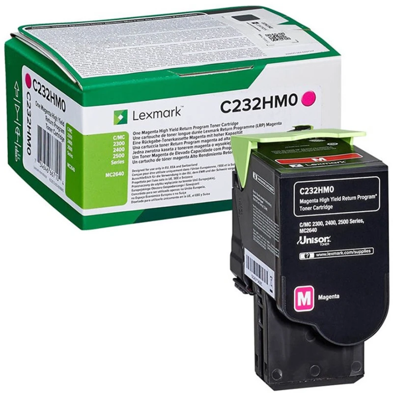 Lexmark originální toner C232HM0, magenta, 2300str., return, high capacity, Lexmark C2325dw,C2425dw,C2535dw,MC2325adw,MC2425adw