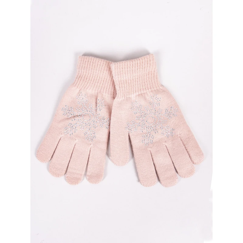 Yoclub Kids's Girls' Five-Finger Gloves With Jets RED-0216G-AA50-012