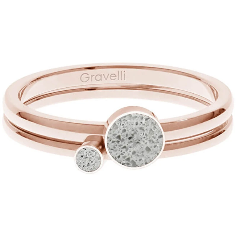 Gravelli Sada ocelových prstenů s betonem Double Dot bronzová/šedá GJRWRGG108 53 mm