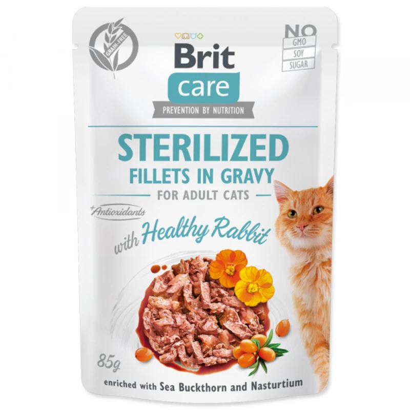 Kapsička Brit Care Cat Sterilized Fillets in Gravy with Healthy Rabbit 85g