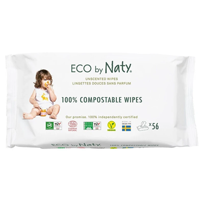 Eco by Naty Vlhčené ubrousky Naty bez vůně - pro citlivou pokožku (56 ks)