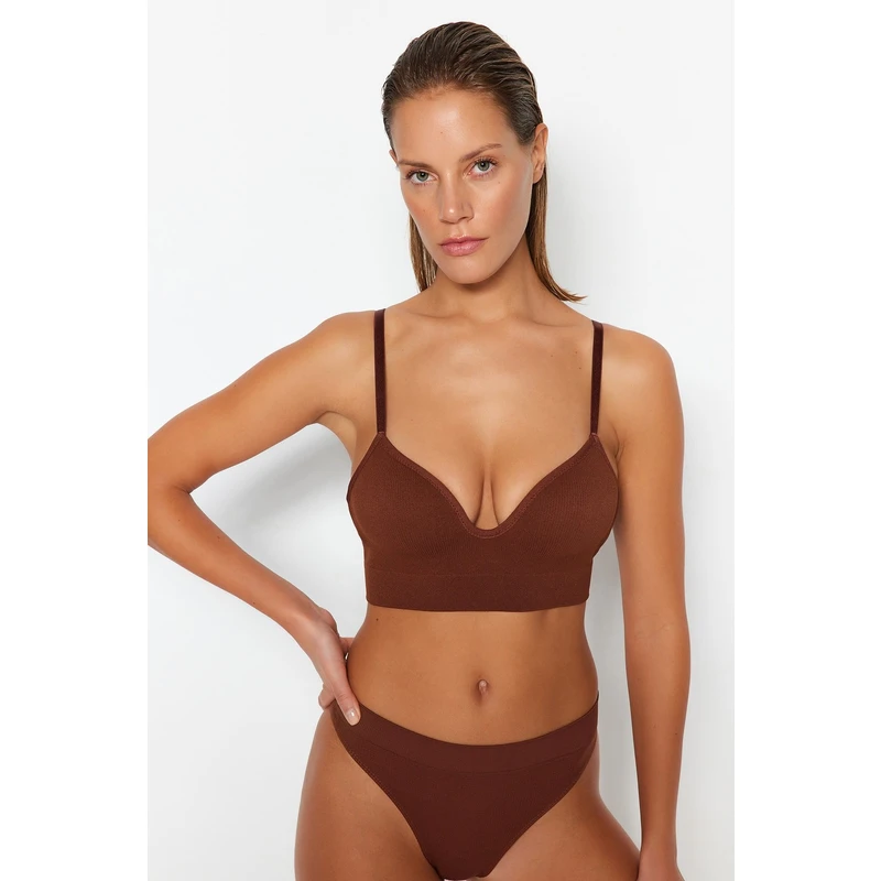 Trendyol Brown Seamless/Seamless Covered Bra