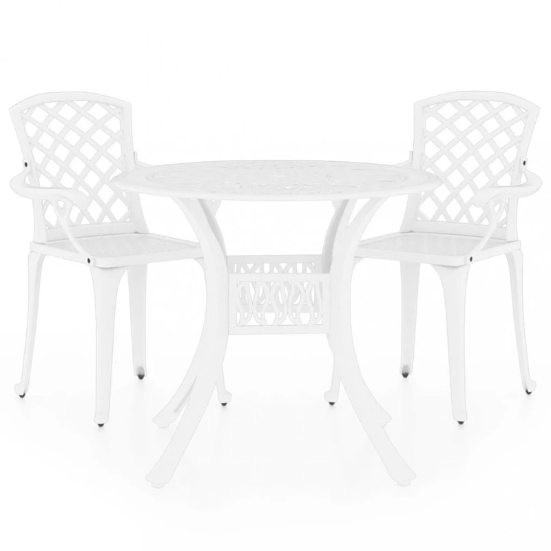 Zahradní bistro set 3 ks litý hliník Dekorhome Bílá,Zahradní bistro set 3 ks litý hliník Dekorhome Bílá